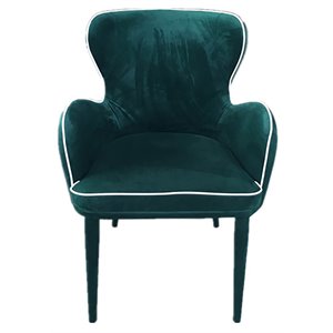 Limari Home Tigard 19&quot Wingback Modern Fabric and Metal Dining Chair in Green