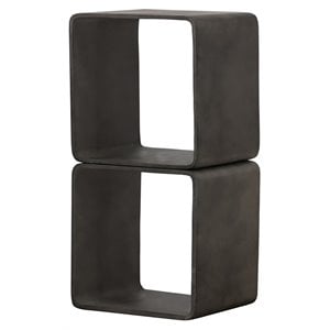 Limari Home Pickens Two Stacked Cube Modern Concrete Stone Shelf in Dark Gray