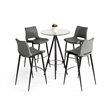 Limari Home Dallas Stainless Steel & Tempered Glass Bar Table in Clear/Black