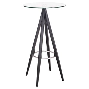 Limari Home Dallas Stainless Steel & Tempered Glass Bar Table in Clear/Black