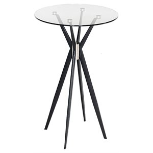 Limari Home Kaitlyn Round Stainless Steel & Tempered Glass Bar Table in Black