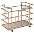 Limari Home Caleb Stainless Steel and Glass Bar Cart in Rose Gold/Clear