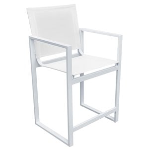 Limari Home Kayak 21.7&quot Modern Aluminum & Metal Outdoor Counter Stool in White