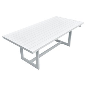 Limari Home Wake Modern Aluminum and Metal Outdoor Dining Table in White