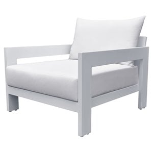 Limari Home Wake 8.3&quot Modern Aluminum & Fabric Outdoor Lounge Chair in White