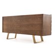 Limari Home Finley 4-Door  Wood & Stainless Steel Buffet in Walnut/Gold