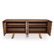 Limari Home Finley 4-Door  Wood & Stainless Steel Buffet in Walnut/Gold
