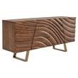 Limari Home Finley 4-Door  Wood & Stainless Steel Buffet in Walnut/Gold