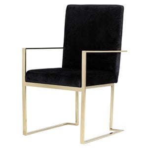 Limari Home Fowler 18.5&quot Modern Stainless Steel & Velvet Dining Chair in Black