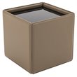 Limari Home Vargas Modern Faux Leather & Tempered Glass End Table in Beige