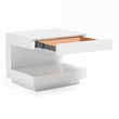 Limari Home Esso C-Shaped LED Light Modern MDF Wood Nightstand in White Glossy