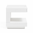 Limari Home Esso C-Shaped LED Light Modern MDF Wood Nightstand in White Glossy