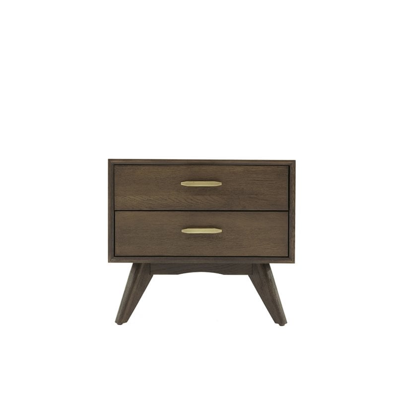 Limari Home Novak Conical Leg Modern Wood Oak Veneer Nightstand in Dark Gray