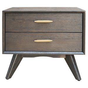 Limari Home Novak Conical Leg Modern Wood Oak Veneer Nightstand in Dark Gray