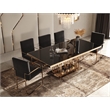 Limari Home Marston Stainless Steel & Wood Dining Table in Black/Rose Gold