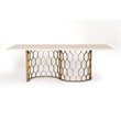 Limari Home Faye Modern Metal & Concrete Dining Table in White/Antique Brass