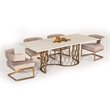 Limari Home Faye Modern Metal & Concrete Dining Table in White/Antique Brass