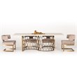 Limari Home Faye Modern Metal & Concrete Dining Table in White/Antique Brass