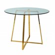 Limari Home Swain Round Modern Metal & Tempered Glass Dining Table in Gold/Clear