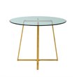 Limari Home Swain Round Modern Metal & Tempered Glass Dining Table in Gold/Clear