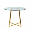 Limari Home Swain Round Modern Metal & Tempered Glass Dining Table in Gold/Clear