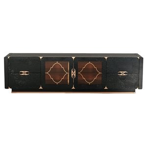 Limari Home Talin Modern MDF Wood & Glass TV Stand for TVs up to 85&quot in Black