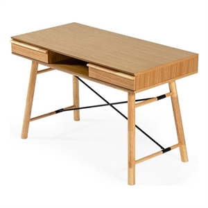 Limari Home Casey 48&quot Rectangular Modern Solid Wood Office Desk in Oak Finish