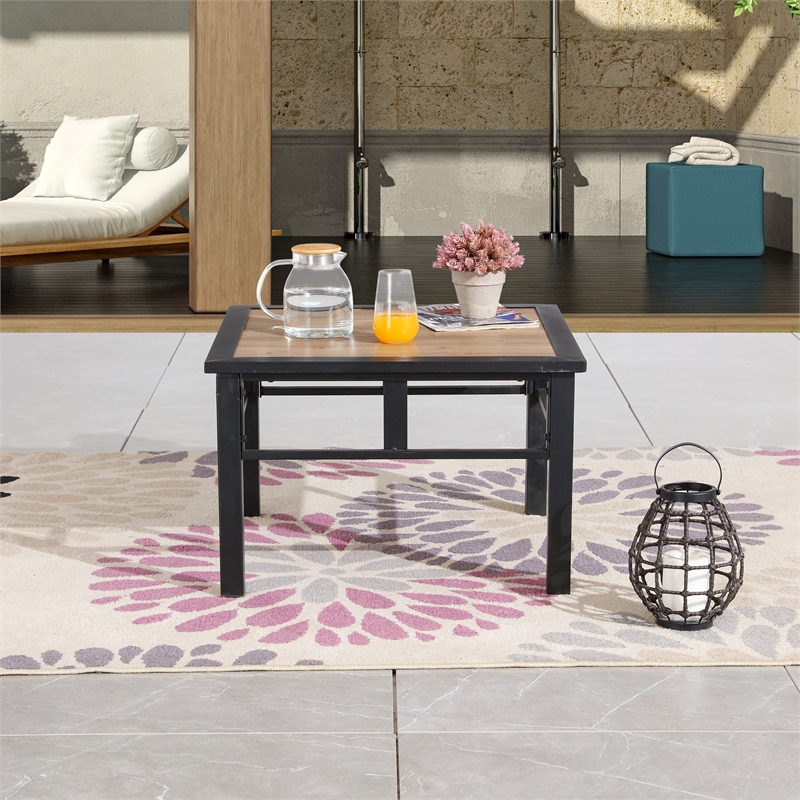 Patio Festival Metal Outdoor Side Table in Brown/Black Finish