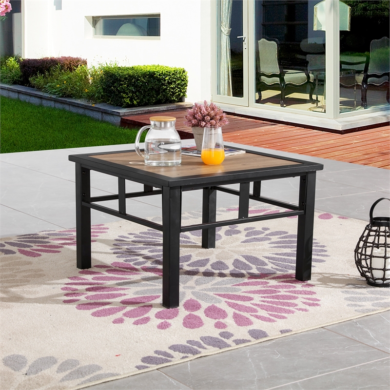 Patio Festival Metal Outdoor Side Table in Brown/Black Finish
