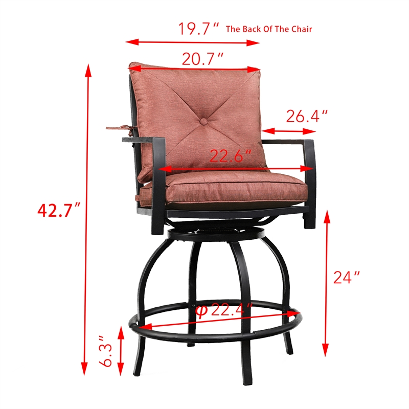 Patio Festival 3-Piece Metal Outdoor Bistro Set in Red and Black