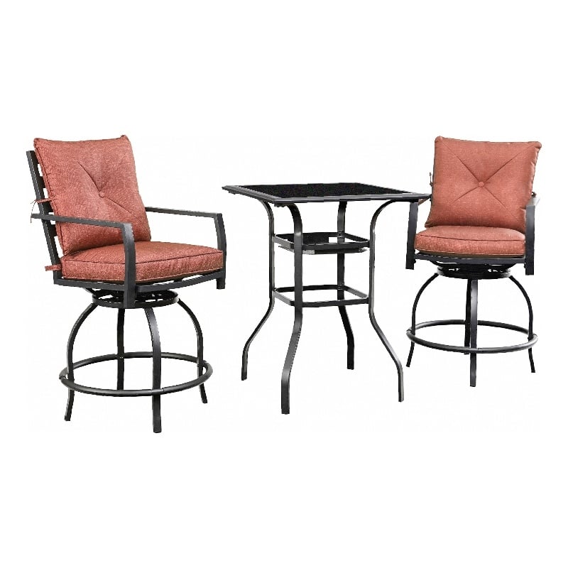 Patio Festival 3-Piece Metal Outdoor Bistro Set in Red and Black