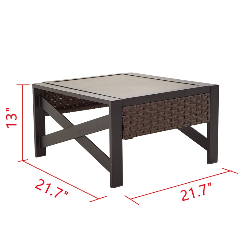 Patio Festival X-Arm Col. Rattan Outdoor Side Table in Brown/Black