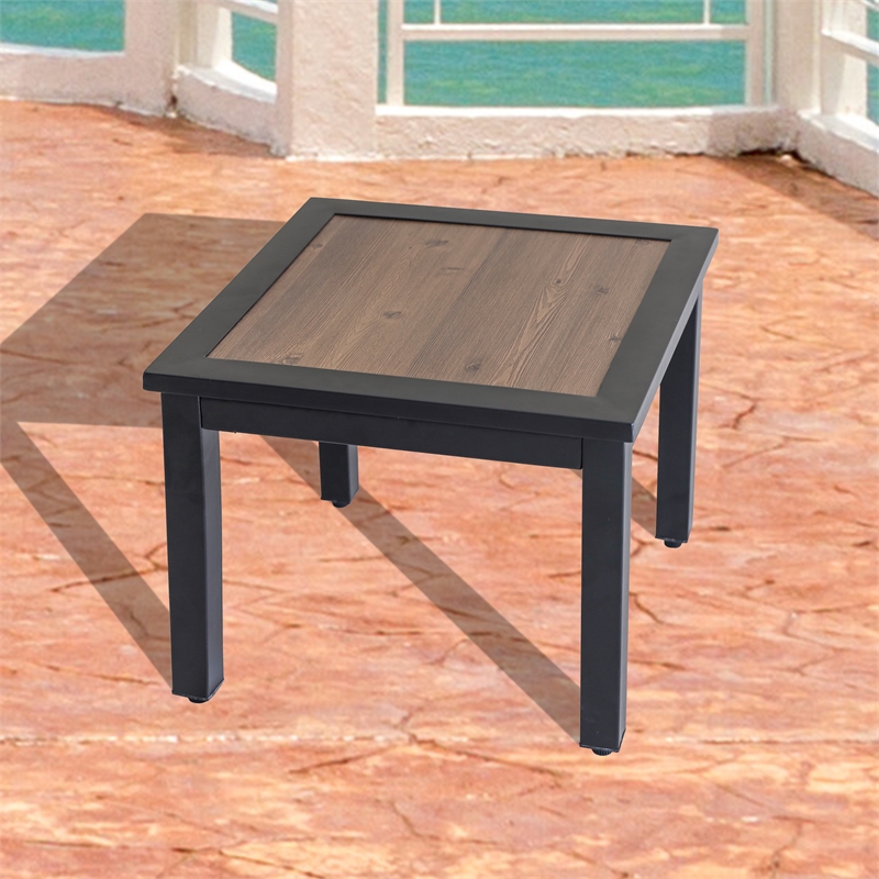 Patio Festival Outdoor Metal Side Table in Brown/Black Finish