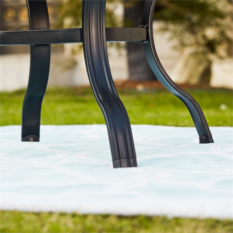 Patio Festival Metal Outdoor Side Table in Black/Beige Finish