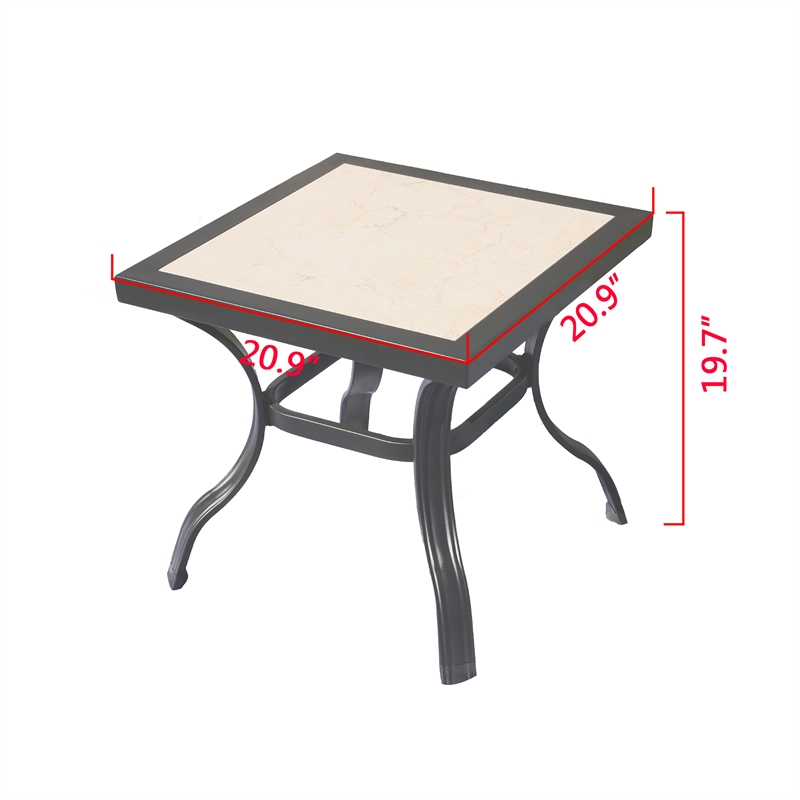 Patio Festival Metal Outdoor Side Table in Black/Beige Finish