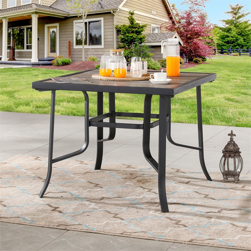 Patio Festival Metal Outdoor Dining Table in Brown/Black Finish