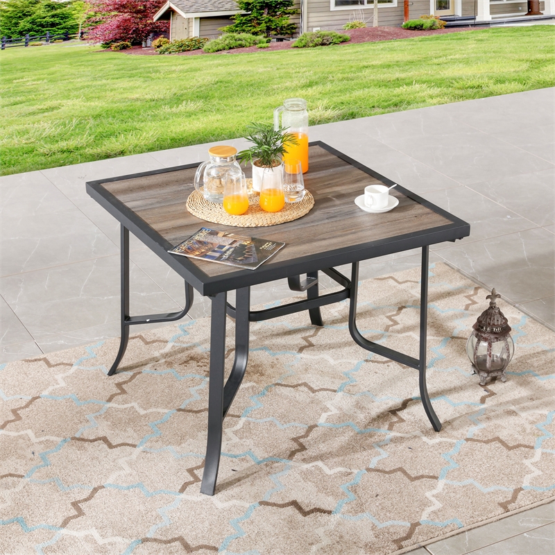Patio Festival Metal Outdoor Dining Table in Brown/Black Finish