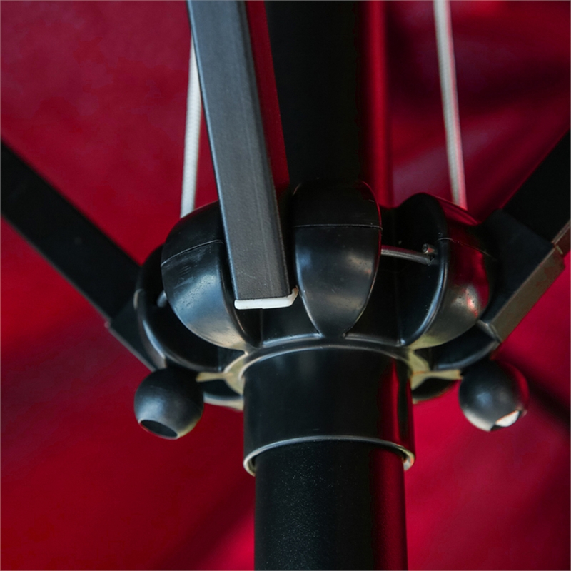 Patio Festival Outdoor 15 ft. x 9 ft. Fabric Umbrella in Red