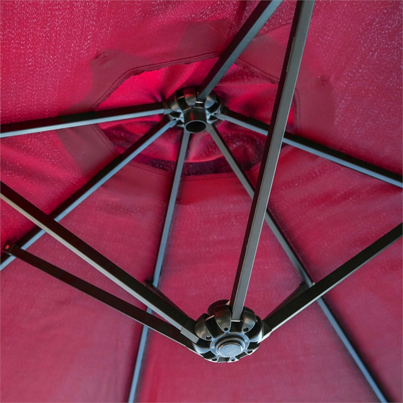 Patio Festival Outdoor 15 ft. x 9 ft. Fabric Umbrella in Red
