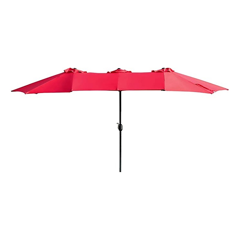 Patio Festival Outdoor 15 ft. x 9 ft. Fabric Umbrella in Red