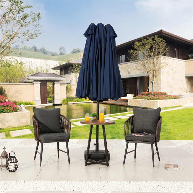 Patio Festival Outdoor 15 ft. x 9 ft. Fabric Umbrella in Blue