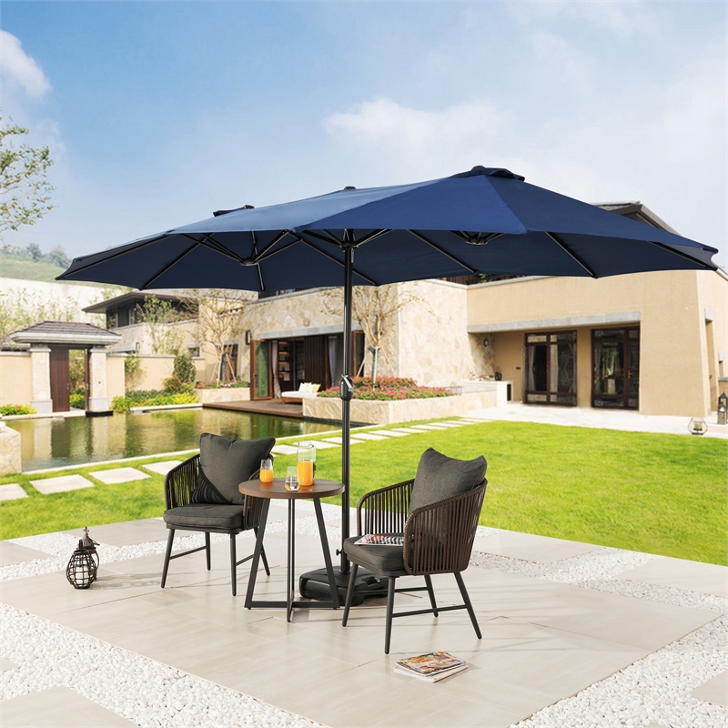Patio Festival Outdoor 15 ft. x 9 ft. Fabric Umbrella in Blue