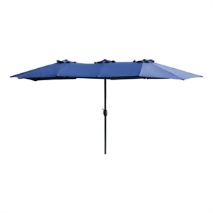 Patio Festival Outdoor 15 ft. x 9 ft. Fabric Umbrella in Blue