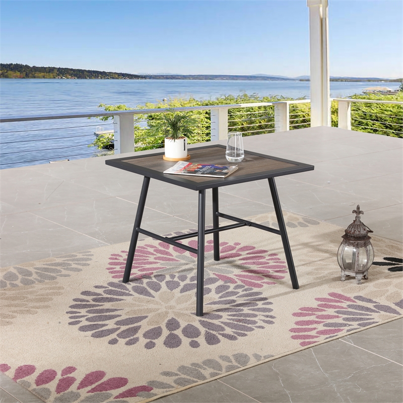 Patio Festival Metal Outdoor Side Table in Brown/Espresso Finish