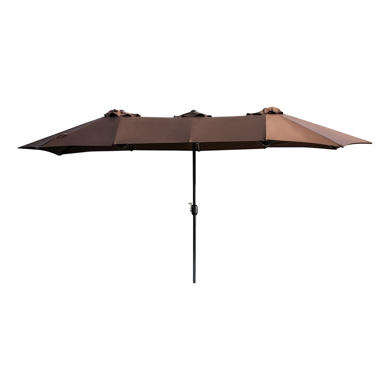Patio Festival Outdoor 15 ft. x 9 ft. Fabric Umbrella in Brown