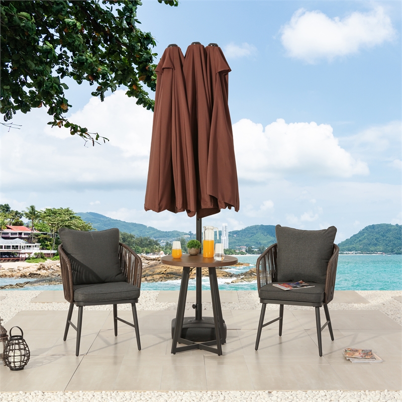 Patio Festival Outdoor 15 ft. x 9 ft. Fabric Umbrella in Brown