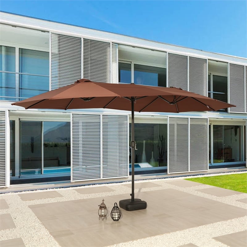 Patio Festival Outdoor 15 ft. x 9 ft. Fabric Umbrella in Brown
