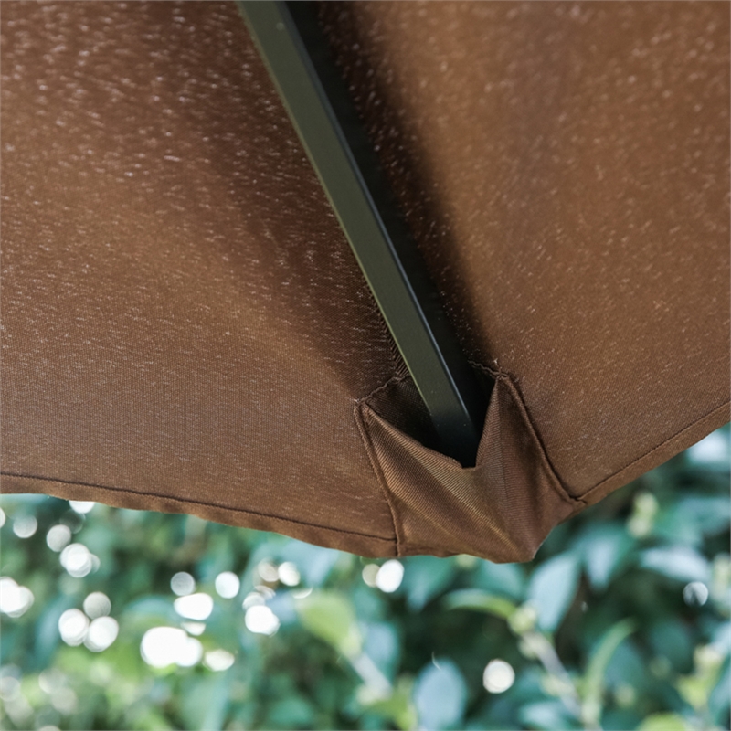 Patio Festival Outdoor 15 ft. x 9 ft. Fabric Umbrella in Brown