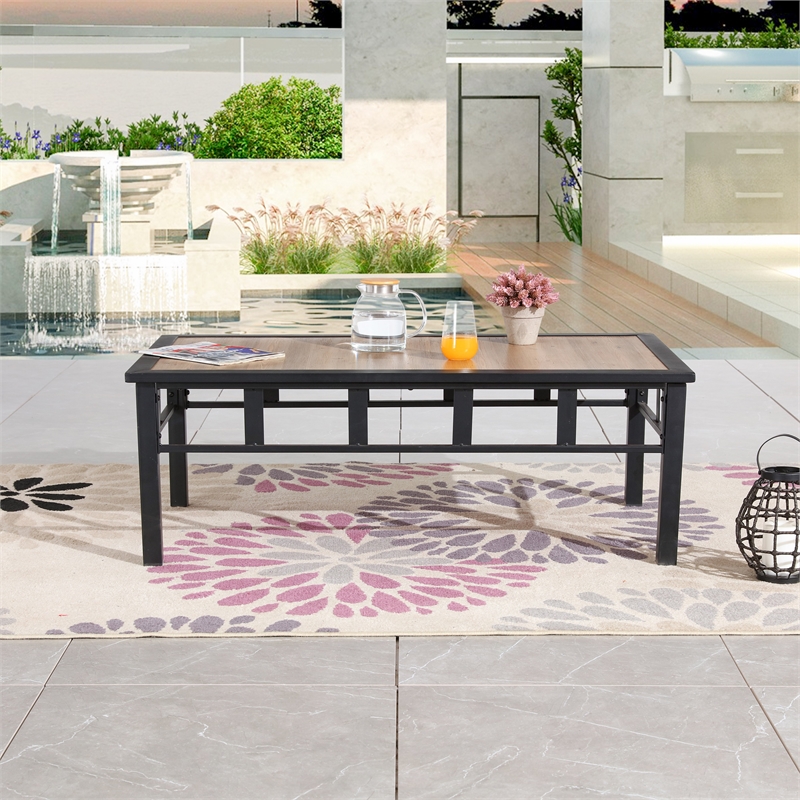 Patio Festival Metal Outdoor Coffee Table in Brown/Black Finish