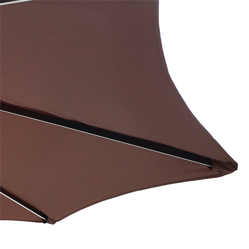 Patio Festival 8.8 ft. Outdoor Fabric Market Umbrella in Brown/ Black